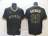 Rockies 28 Nolan Arenado Black Gold Nike Cooperstown Collection Legend V Neck Jersey (1),baseball caps,new era cap wholesale,wholesale hats